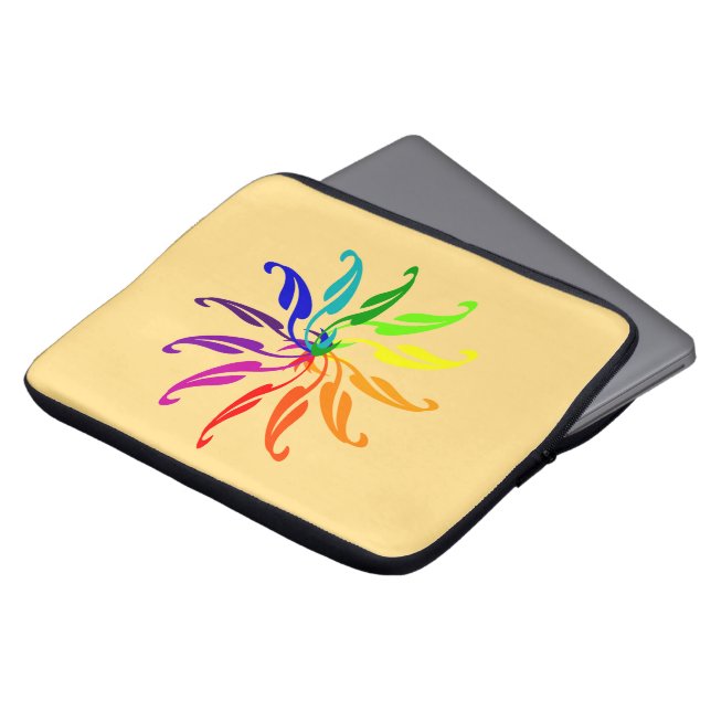 Laptop Sleeve -Colour Wheel in Leaf Shapes (Front Top)