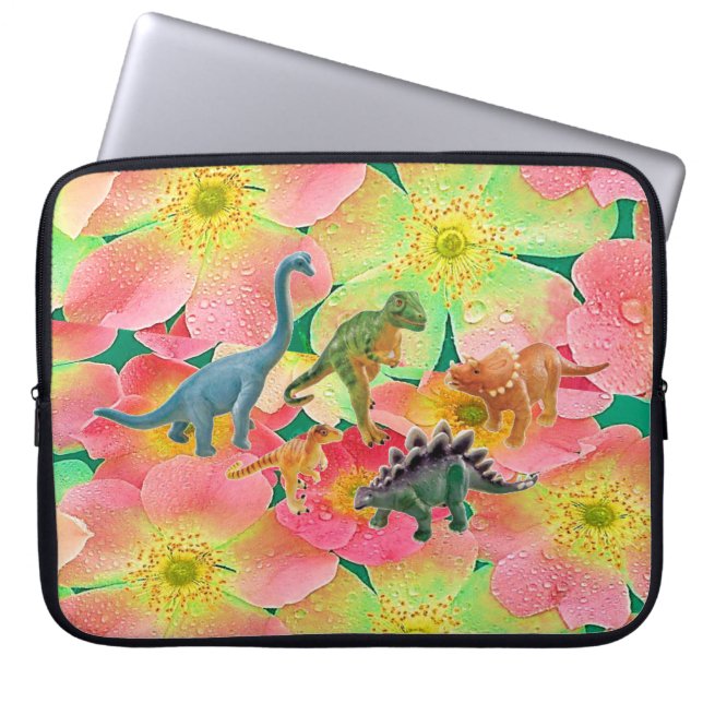 Laptop Sleeve Floral Dinosaur (Front)