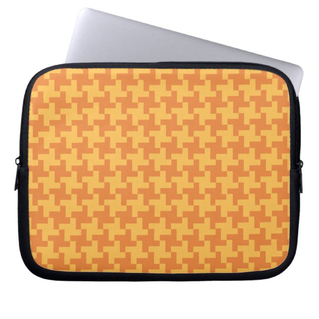 Laptop Sleeve, Orange Dogstooth Check Laptop Sleeve (Front)