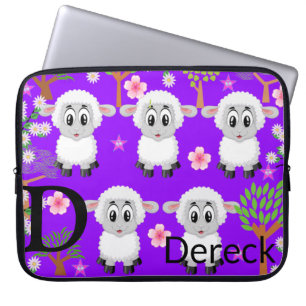 Laptop Sleeve Sheep Trees Floral Purple
