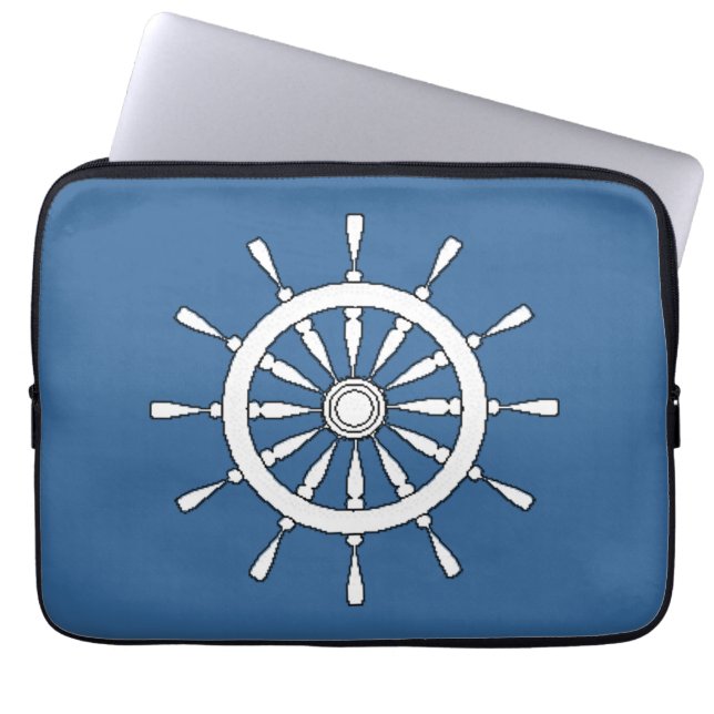 Laptop Sleeve - Ship's Wheel with Name (Front)