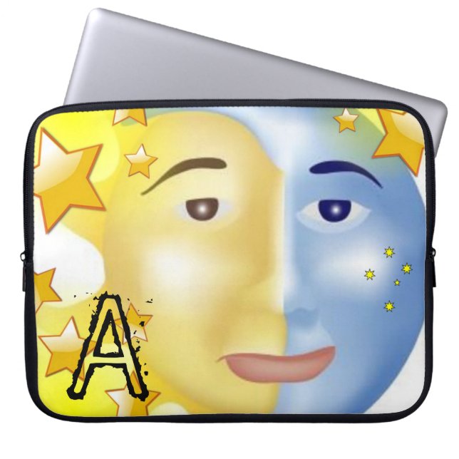 Laptop Sleeve Sun Moon Yellow Stars (Front)