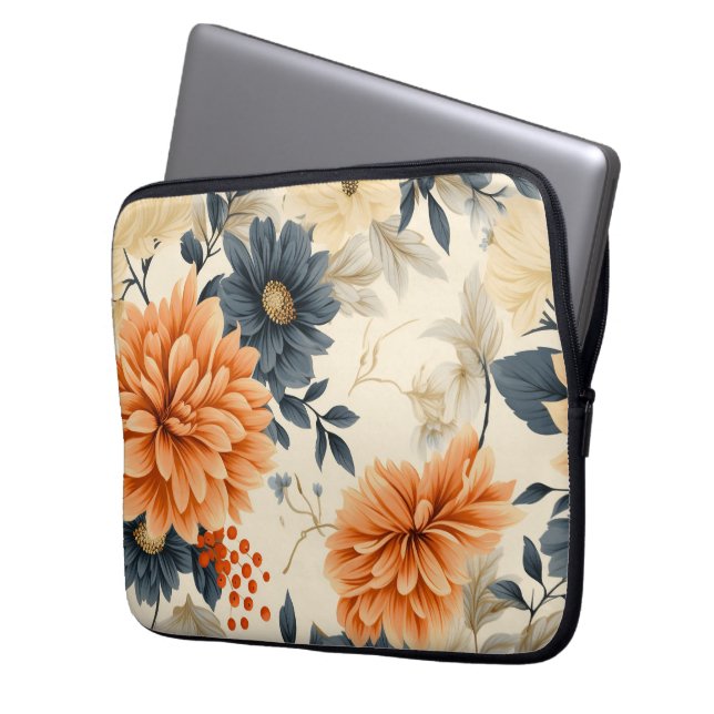 Laptop sleeve with a floral design (Front Left)