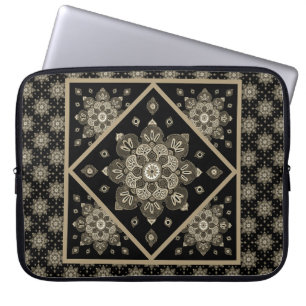 Laptop Sleeve with Black and Sepia Medallions