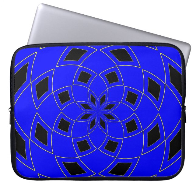Laptop Sleeve with blue black Abstract Design (Front)