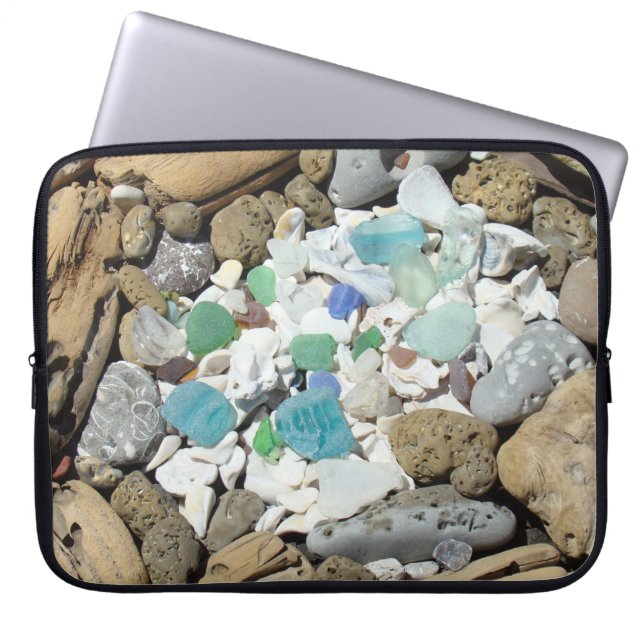 Laptop sleeves quality Beach Sea Glass Fossils (Front)