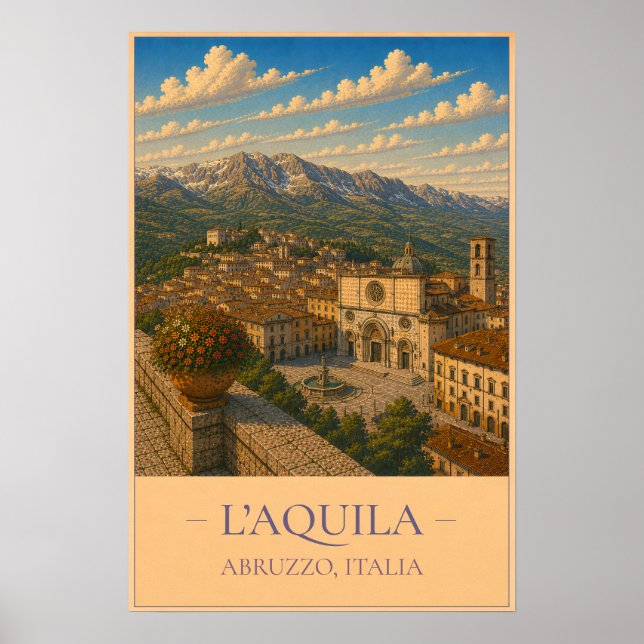 L'Aquila, Italy – Vintage Travel Poster (Front)