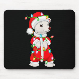 Lar Bear Christmas Lights Santa Costume Cute Anima Mouse Pad