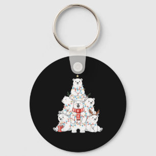 Lar Bear Christmas Tree Xmas Pajamas Key Ring