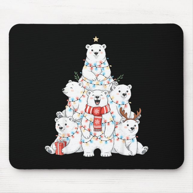 Lar Bear Christmas Tree Xmas Pajamas  Mouse Pad (Front)