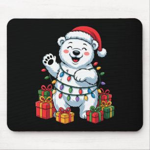 Lar Bear Santa Hat Animals Lovers Ugly Christmas P Mouse Pad