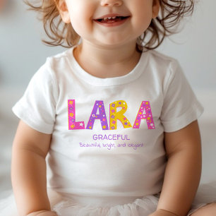 Lara girls name meaning pink purple flower star baby T-Shirt