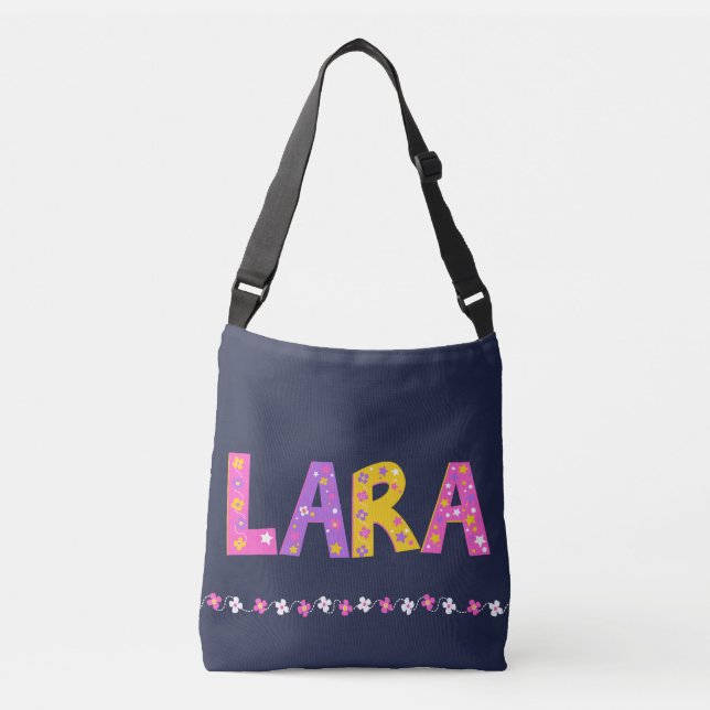 Lara name flowers L monogram Crossbody Bag (Front)
