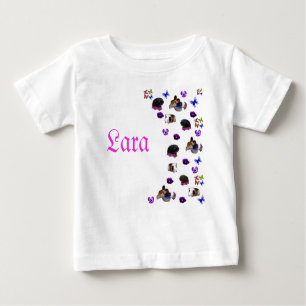 "Lara", Name With Guinea Pigs And Pansies, Baby T-Shirt