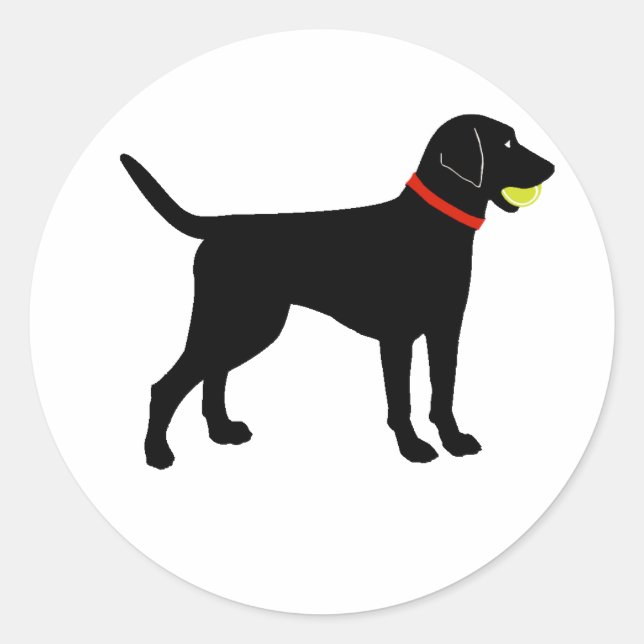 Larador Fetch, Black Lab play ball Classic Round Sticker (Front)
