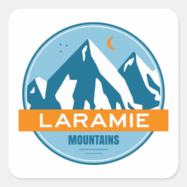 Laramie Mountains Wyoming Stars Moon Square Sticker (Front)