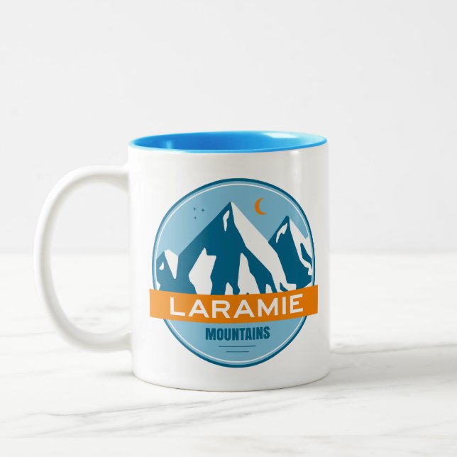 Laramie Mountains Wyoming Stars Moon Two-Tone Coffee Mug (Left)