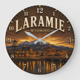 Laramie Wyoming Rocky Mountain Town Large Clock