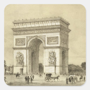 L'Arc de Triomphe, Paris, engraved by Auguste Bry Square Sticker