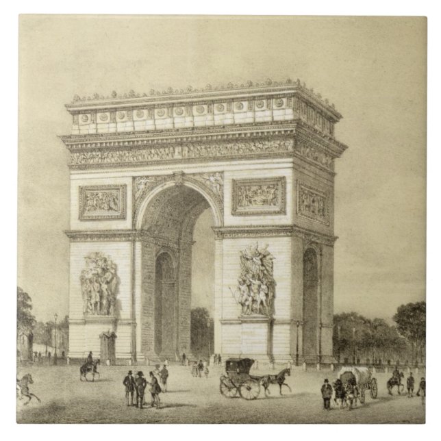 L'Arc de Triomphe, Paris, engraved by Auguste Bry Tile (Front)
