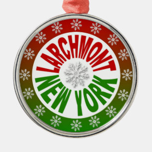 Larchmont New York red green ornament