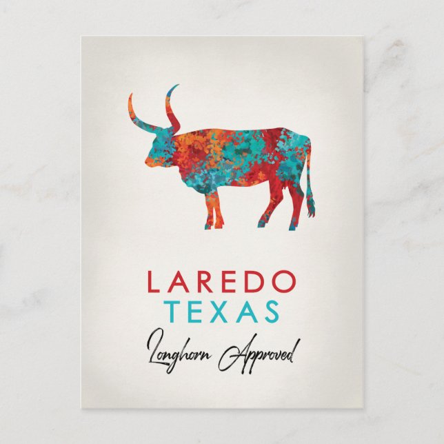 Laredo Texas Colourful Longhorn Postcard (Front)