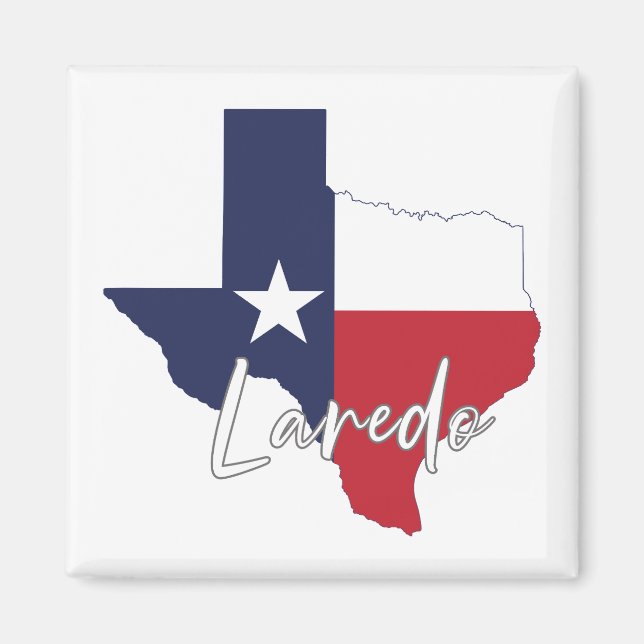 Laredo, Texas Flag Map Magnet (Front)