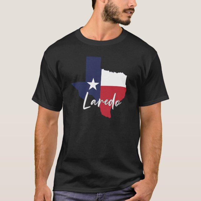 Laredo, Texas Flag Map Men's Black T-Shirt (Front)