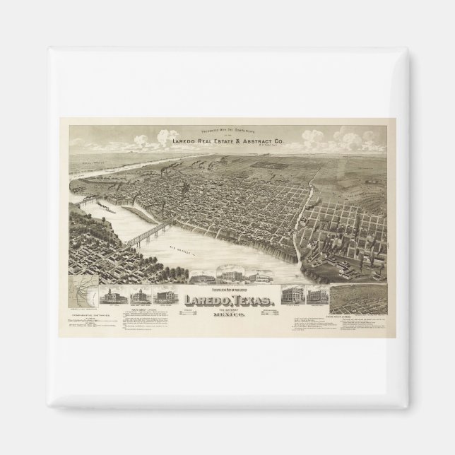 Laredo Texas in 1890 Magnet (Front)