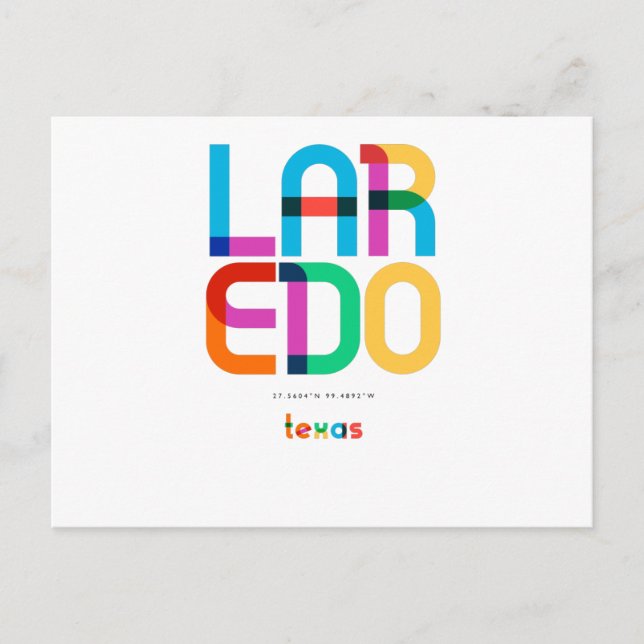 Laredo Texas Mid Century, Pop Art, Postcard (Front)