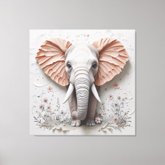Large 16K Elephant in Bloom - Premium Wrapped Canv Canvas Print