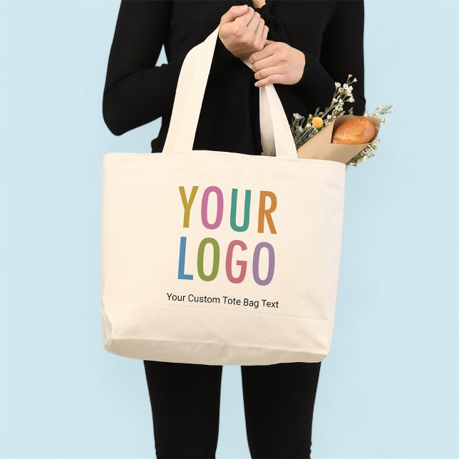 Large 1 Sided Logo Tote Bag 100% Cotton No Minimum (MISOOK 14.5 x 20 x 4 inch Canvas Tote Bag with Logo)