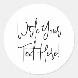 Large 3" Custom Modern Script Text Round Sticker
