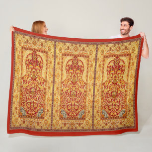 Large 3-Person Washable Muslim Prayer Rug 60"x80" Fleece Blanket