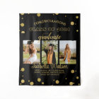Large 3 Photos Graduation Party BlackGold Backdrop