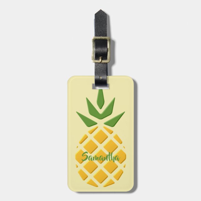 Large 3D Pineapple Luggage Tag (Front Vertical)