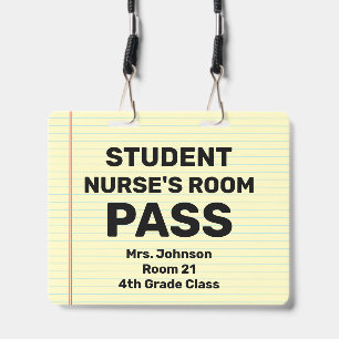 Large 4x5 Student Nurse's Room Pass Lanyard ID Badge