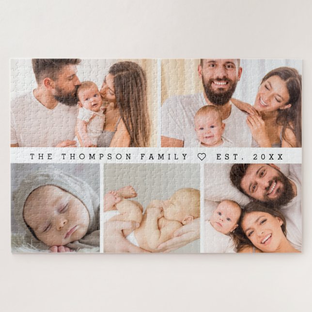 Large 5 Photos Gallery Family Collage Custom Jigsaw Puzzle (Horizontal)