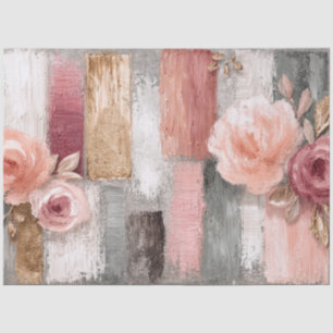 Large Abstract Art College Peach Gray  Decoupage Tissue Paper