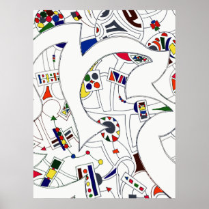 Large Abstract  Ink Drawing Poster