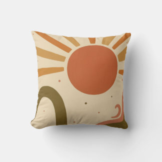 Large Abstract Sun Design Decorative Throw Pillow