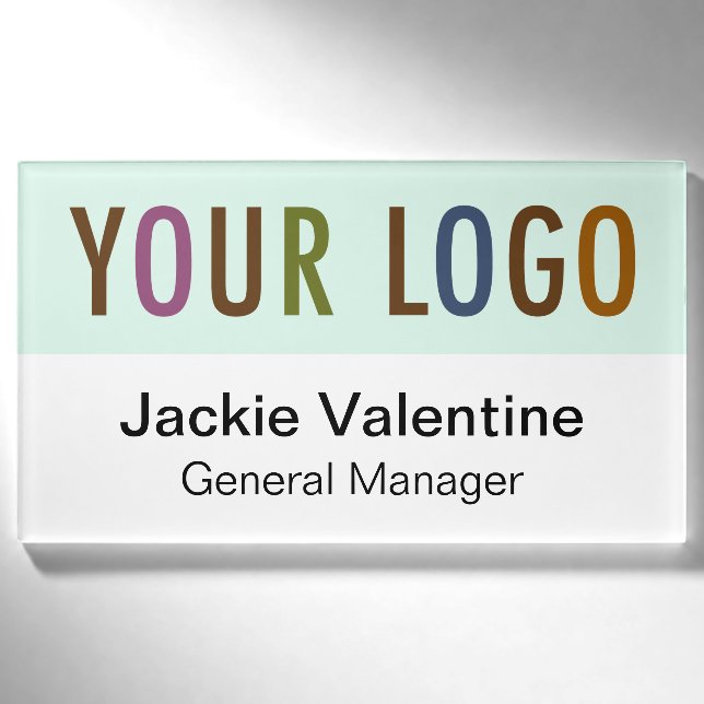 Large Acrylic Magnetic Name Badge Company Logo (Front)