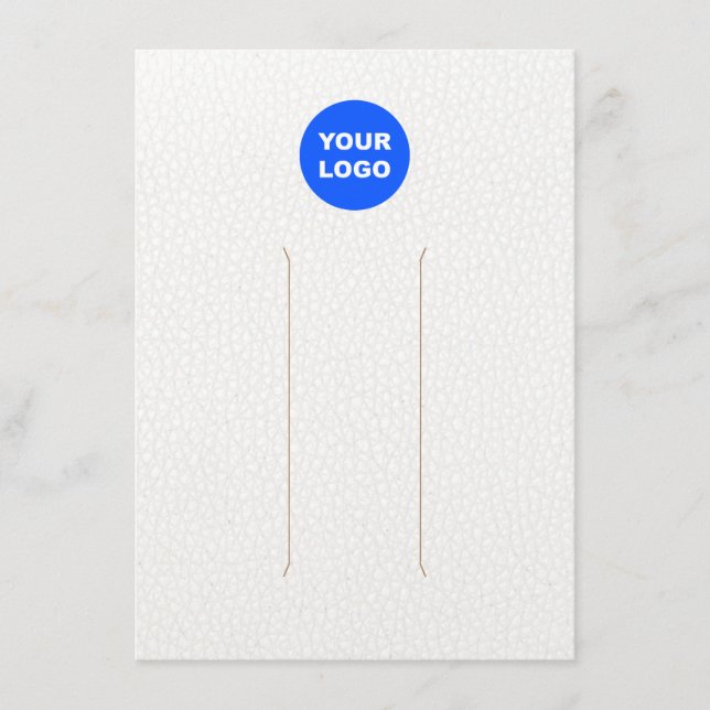 Large Add Logo White Leather  Hair Clip Display Enclosure Card (Front)