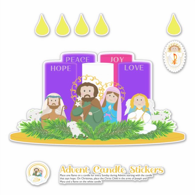 Large Advent Candle Stickers (Front)