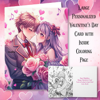 Large Anime Personalised Valentine's Day Card