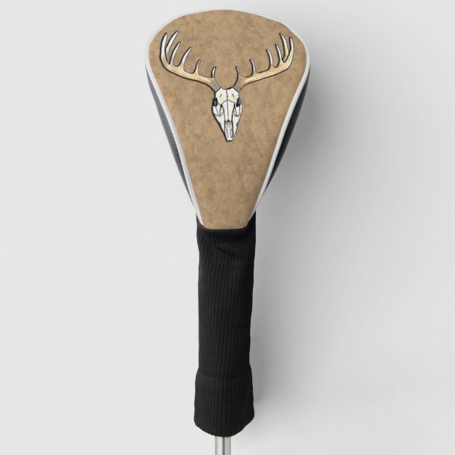 Large Antler Deer Skull Golf Head Cover (Front)