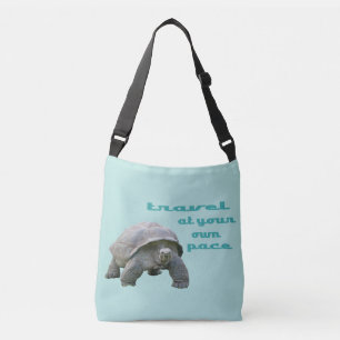 Large Aqua Realistic Tortoise Travel Your Own Pace Crossbody Bag