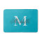 Large aqua turquoise blue name monogram bath mat