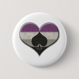 Large Asexual Pride Flag Coloured Heart with Ace  6 Cm Round Badge