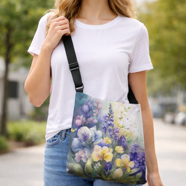 Large Assorted Floral Dark Colours Crossbody Bag (Creator Uploaded)